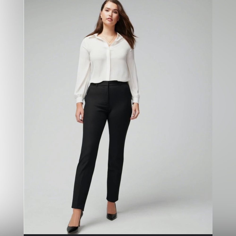 WHBM Black stretch slim leg dress pants, 00R